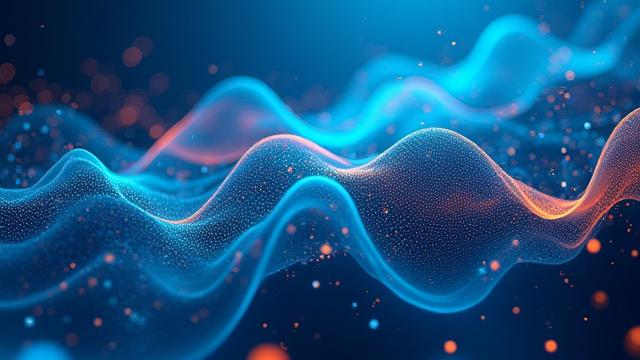 Image d'une œuvre d'art générative abstraite avec des lignes fluides et des couleurs vives.